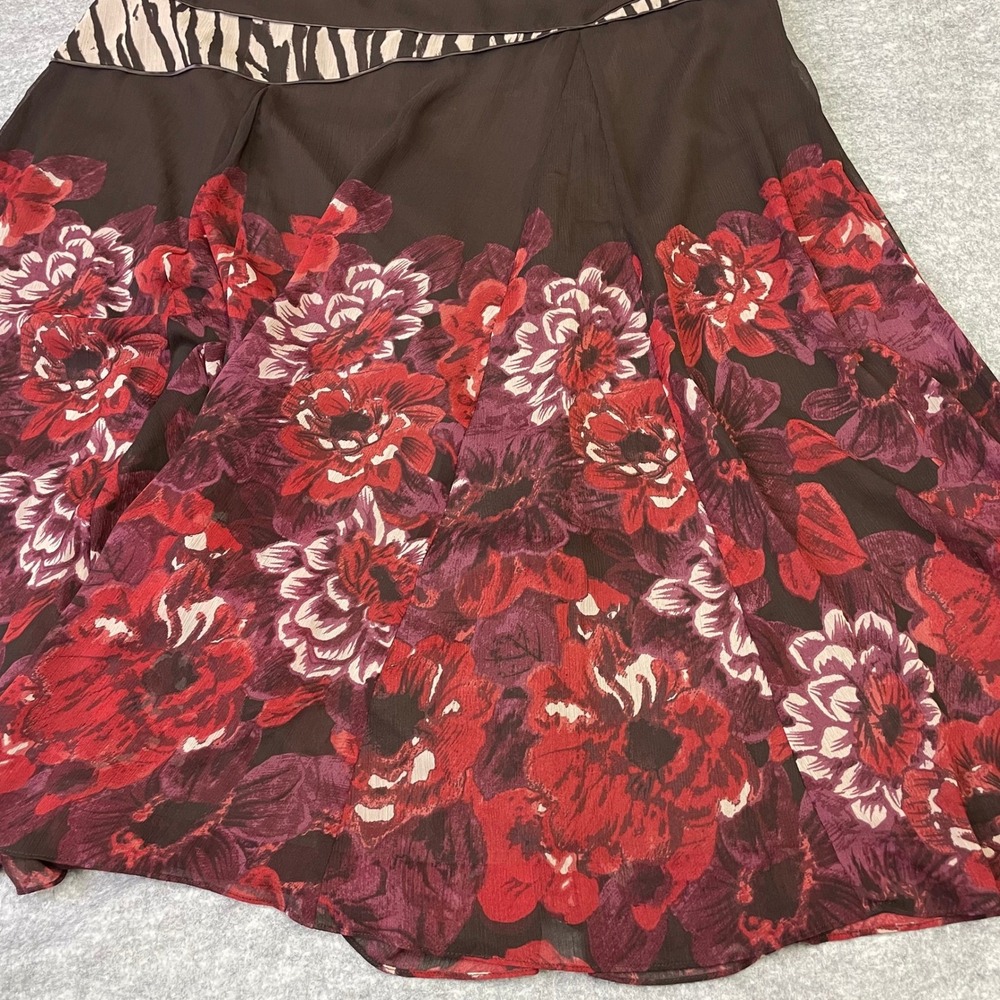 Coldwater Creek Brown Floral Zebra Print Chiffon Maxi Skirt XXL Gypsy Fairy - Picture 7 of 13